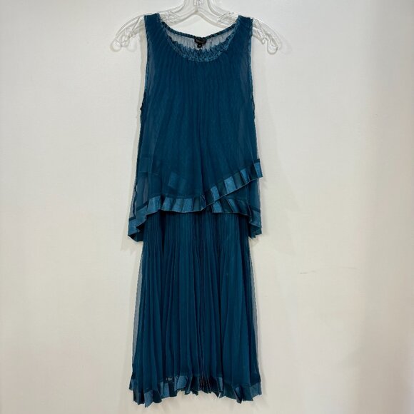 Komarov Set of 2 Sleeveless Pleated Fabric Dress Teal - Picture 10 of 10